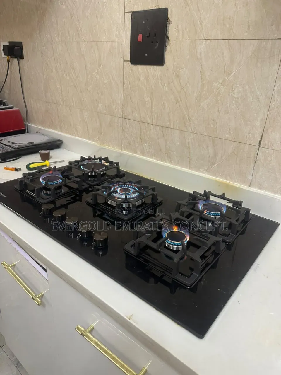 5 Burner in Built Gas Cooker Hob With Automatic Battery Ignition