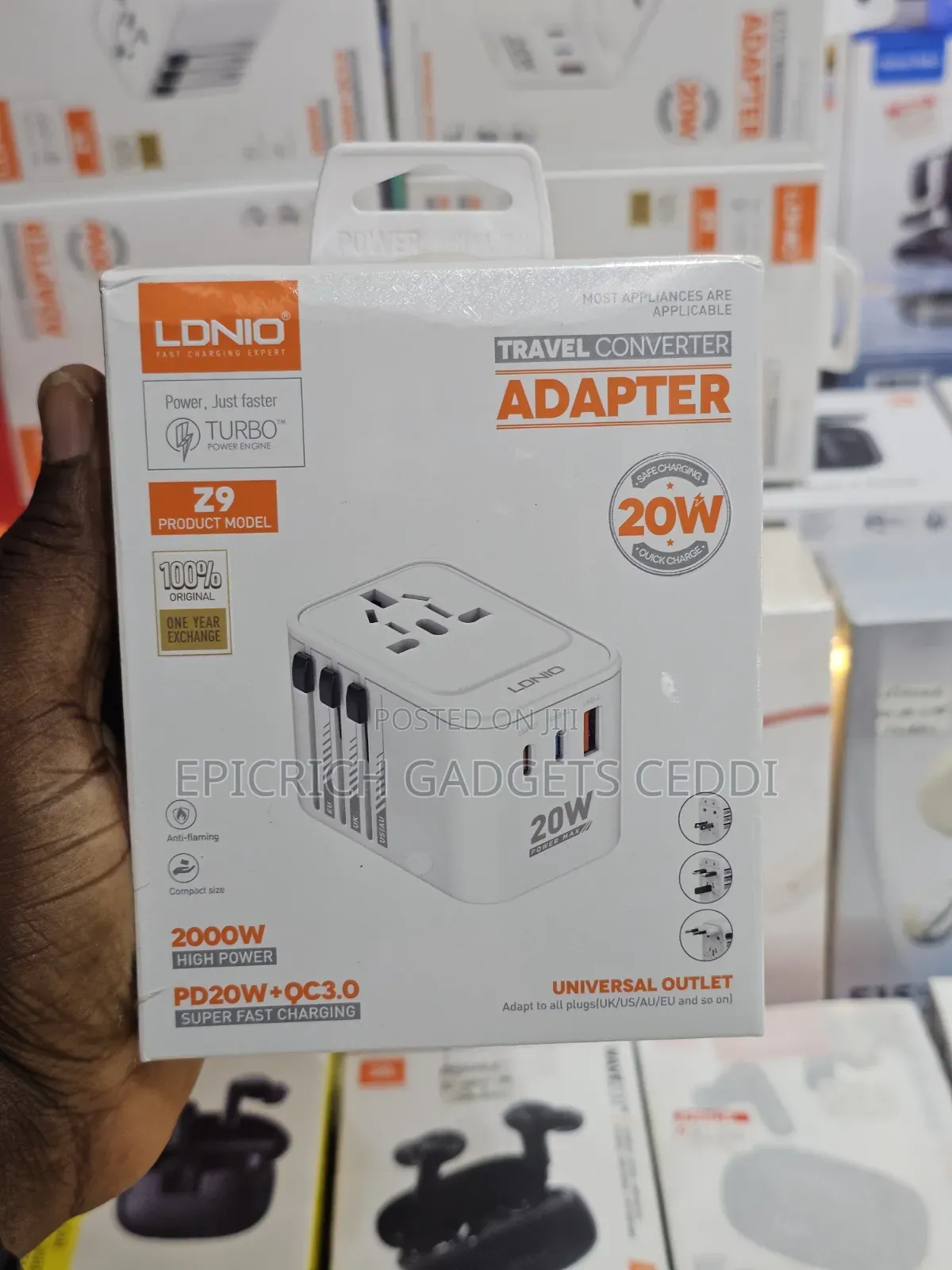 Universal Travel Adapter With Dual USB-C Ports One USB-A 20W