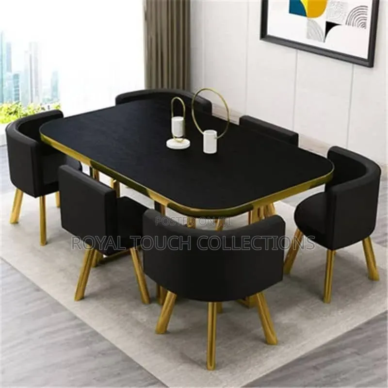 Luxury Black Gold 6-Seater Dining Set – Elegance Meets Comfort! 