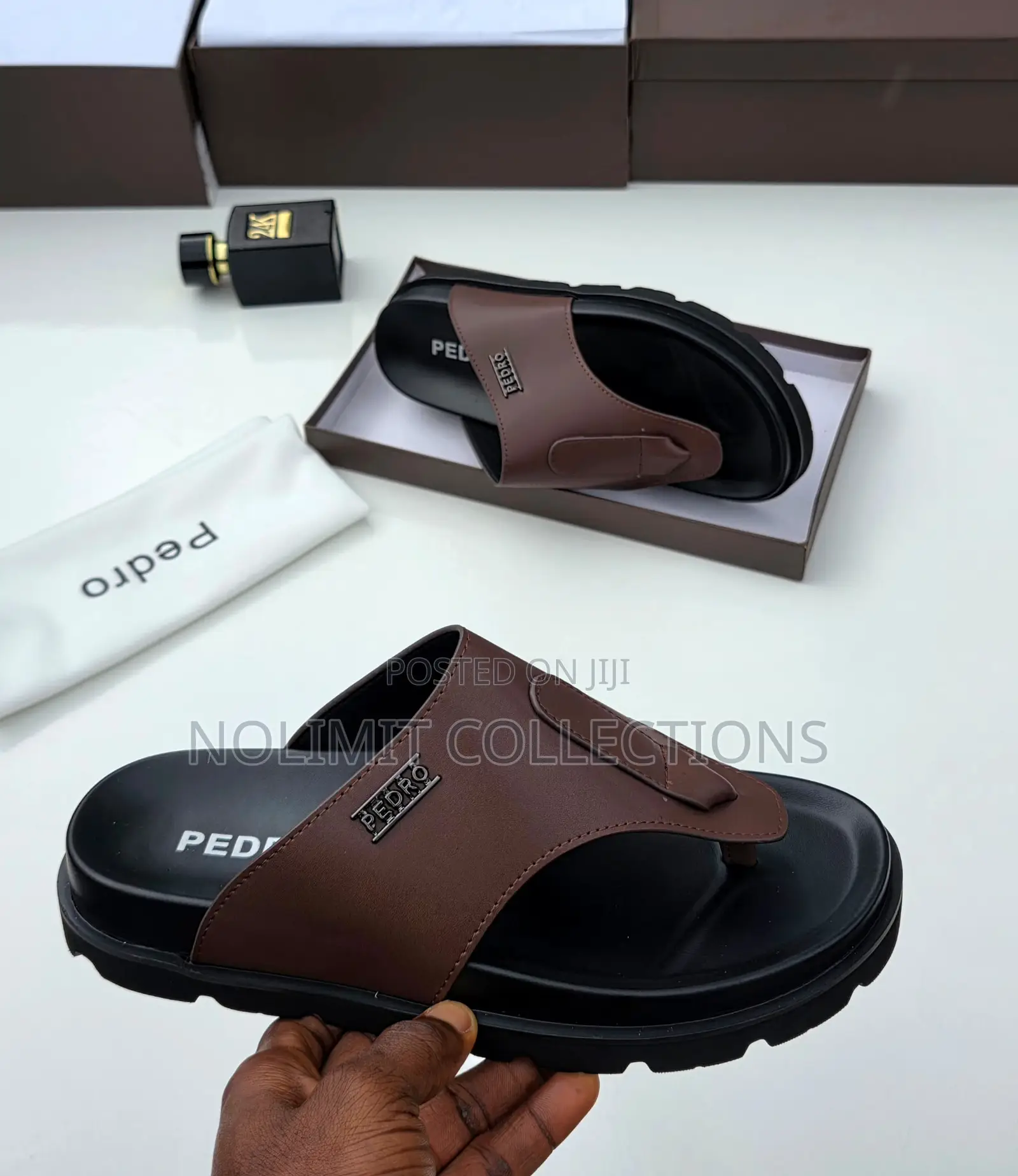 Pedro Men's Thong Styled Slides With Black Sole