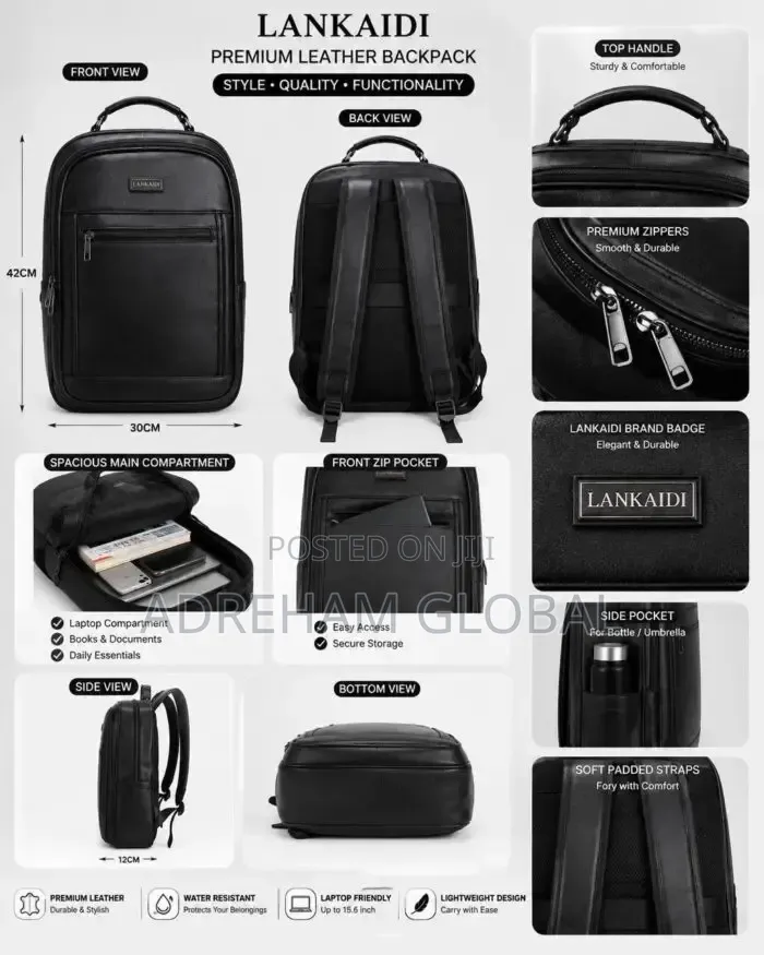 Quality Water Proof Leather School Bag/Backpack/Laptop Bag,travel