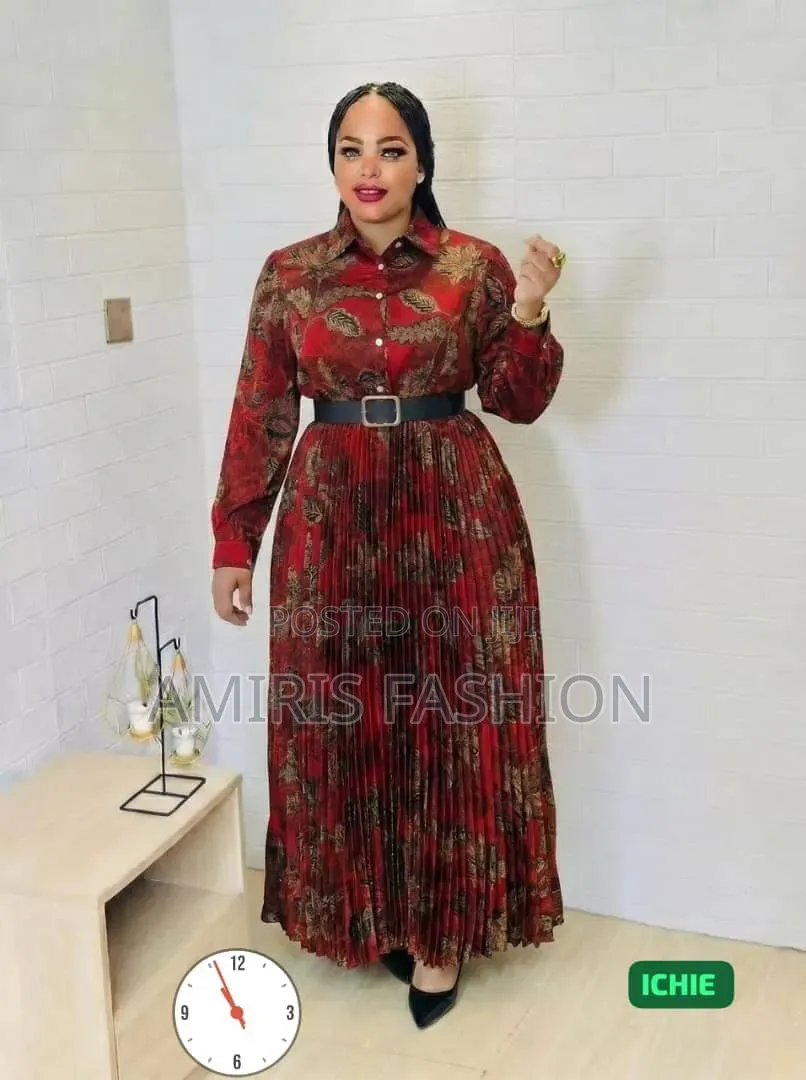 Pleated Long Sleeve Shirt Long Gown