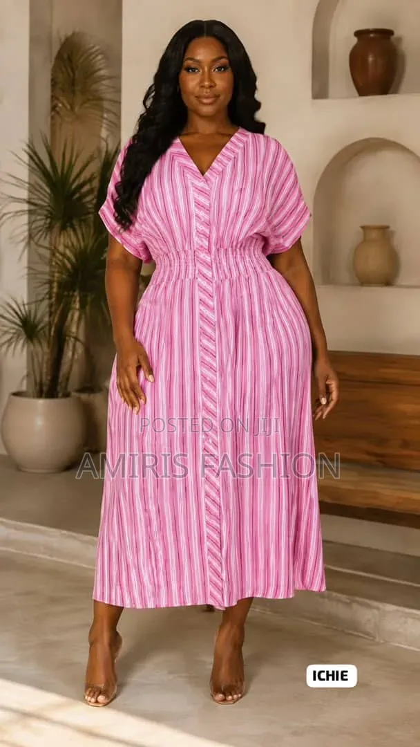 Beautiful Stripes v-Neck Gown