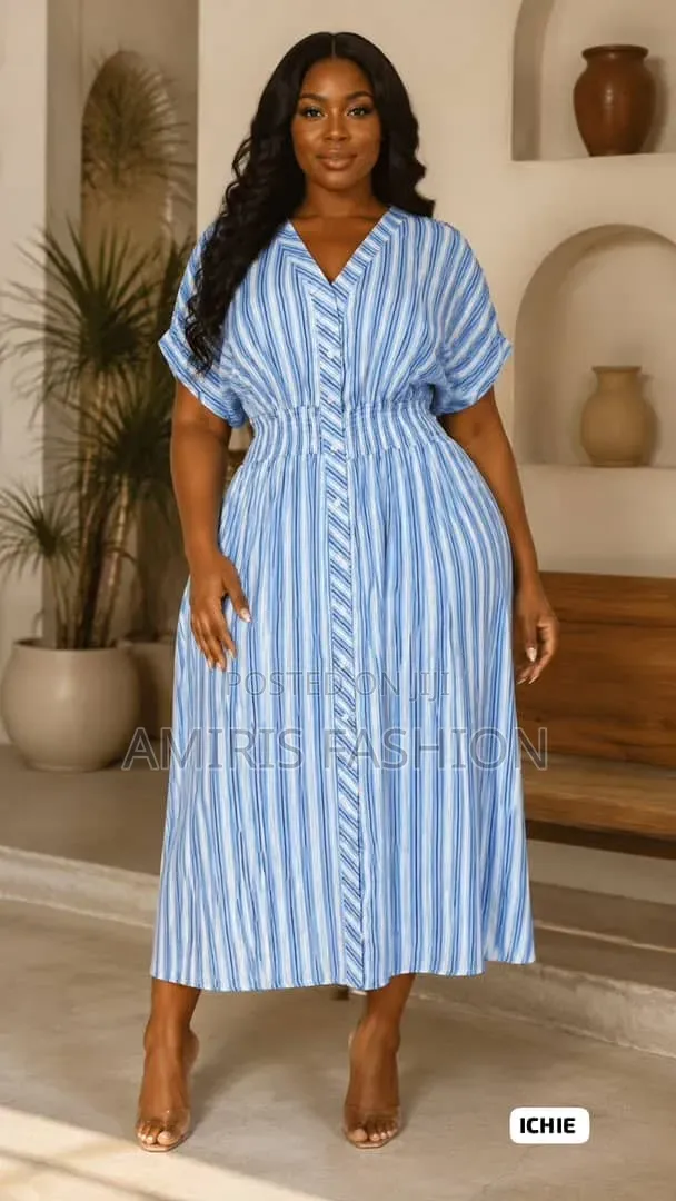 Beautiful Stripes v-Neck Gown