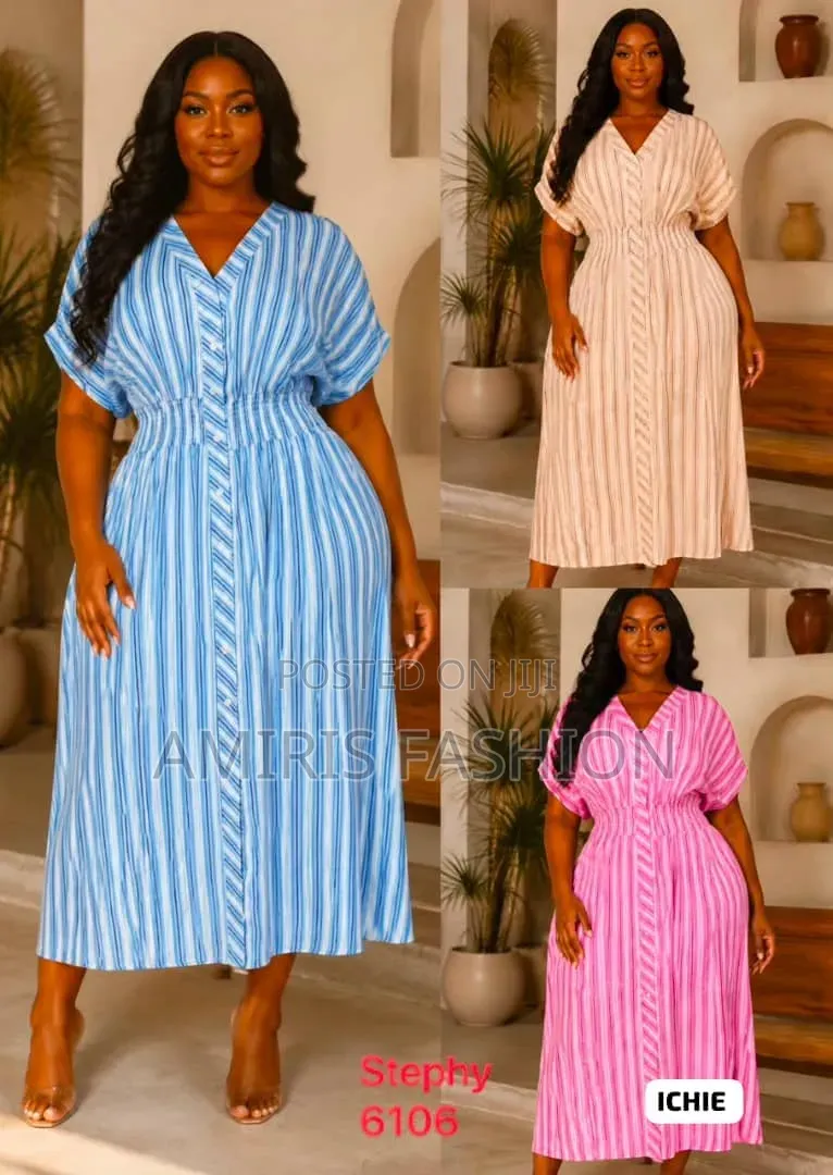 Beautiful Stripes v-Neck Gown