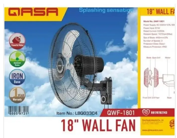 Qasa 18 Inches Wall Fan | QWF-1801