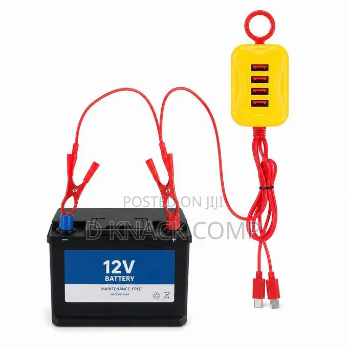DC USB 4-Port Adapter With Battery Clips – Charge Phones Fans