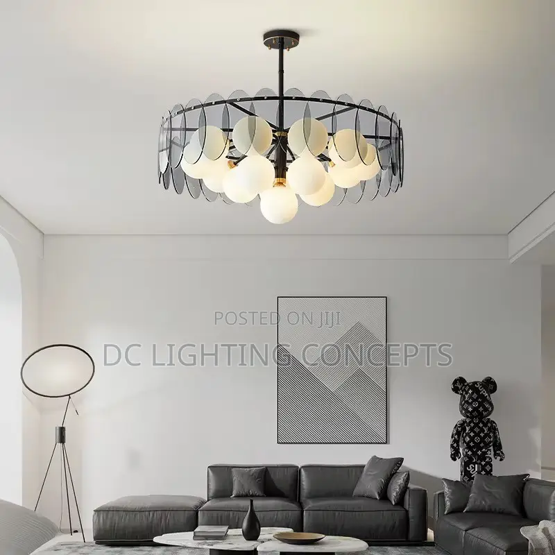 Modern Simple Luxury All Copper Glass Nordic Chandelier.