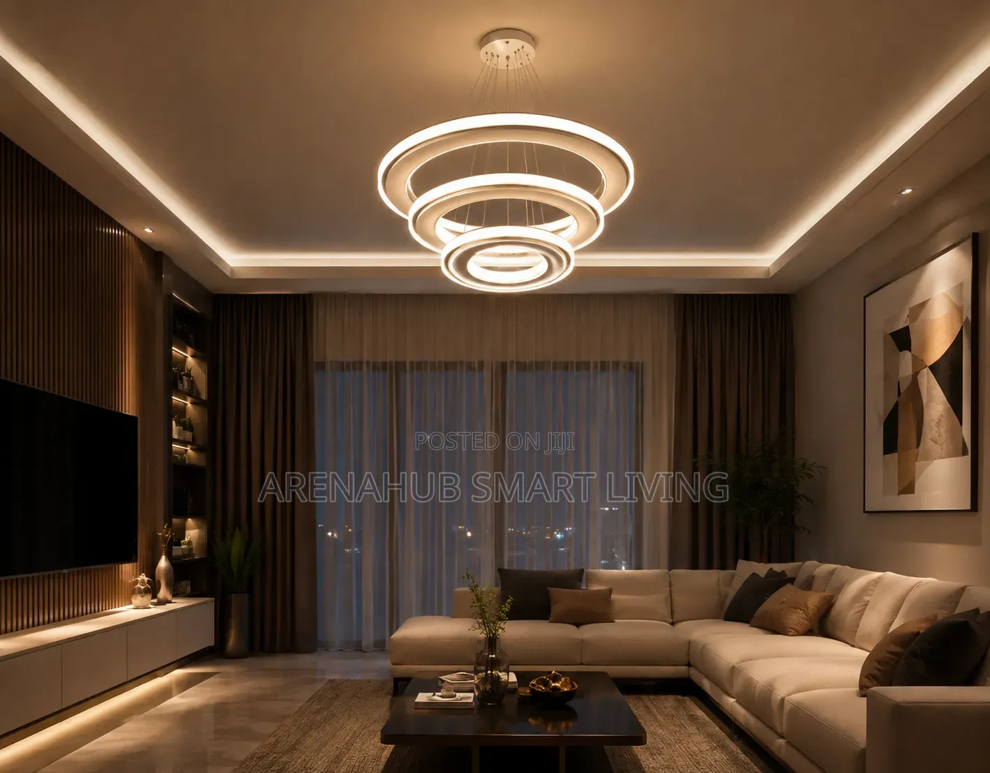 Nordic Modern High-Light 3 Ring LED Chandelier Restaurant KTV Study