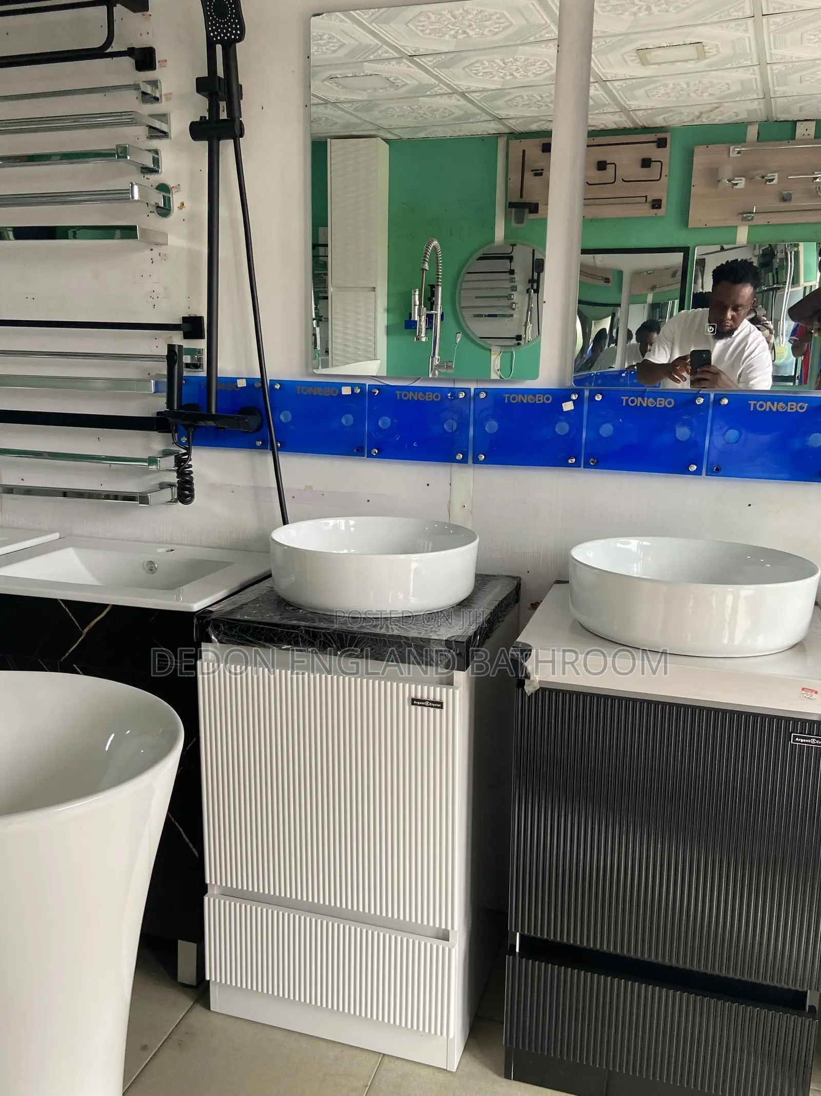 White Line Cabinet Basin With LED Mirror