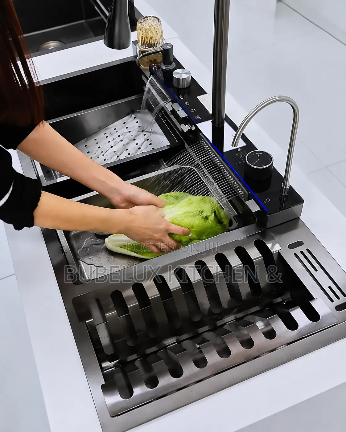 Luxury Smart Kitchen Workstation Sink With Waterfall Faucet
