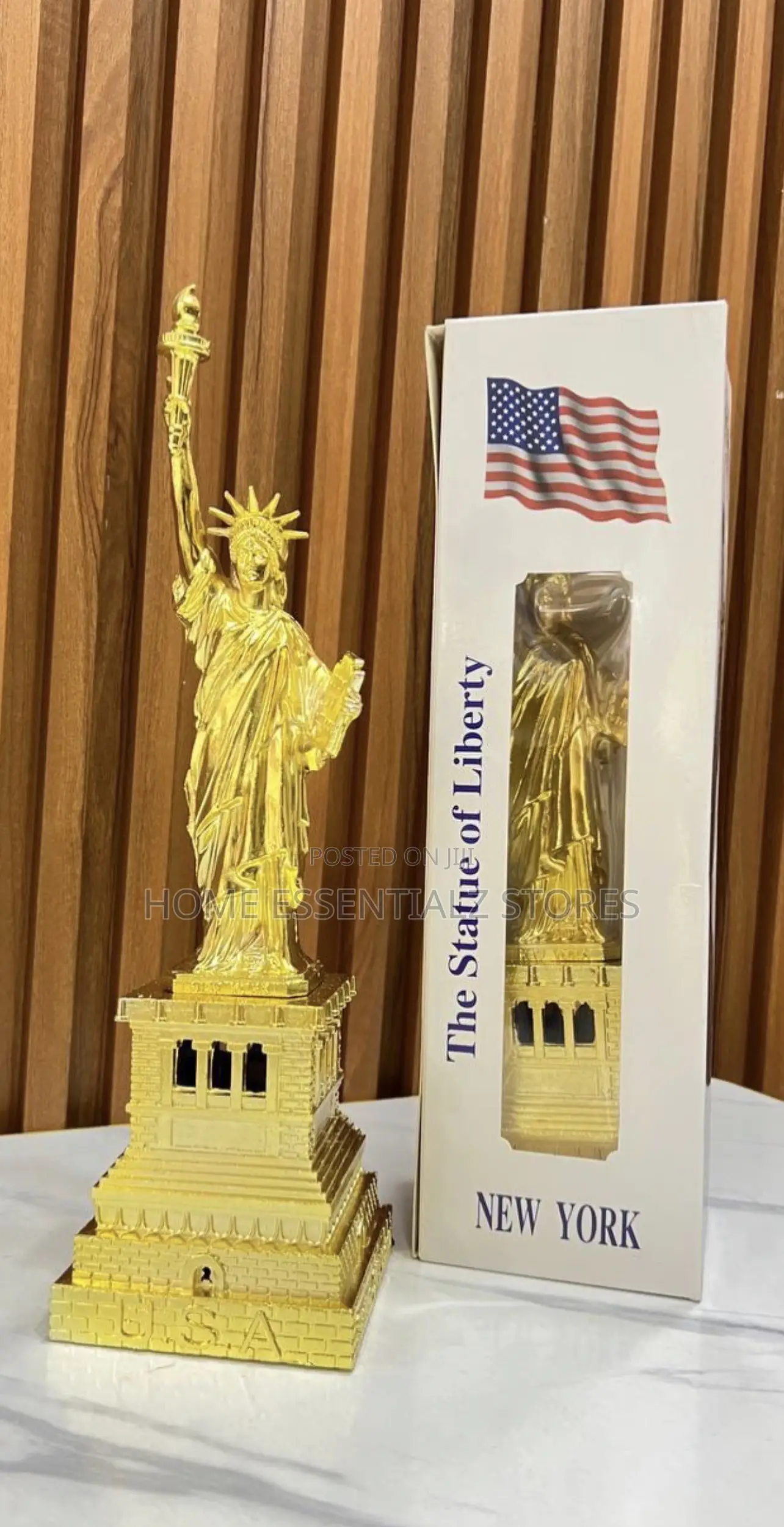 Golden Statue of Liberty Figurine - USA Landmark Decor and Coin Bank