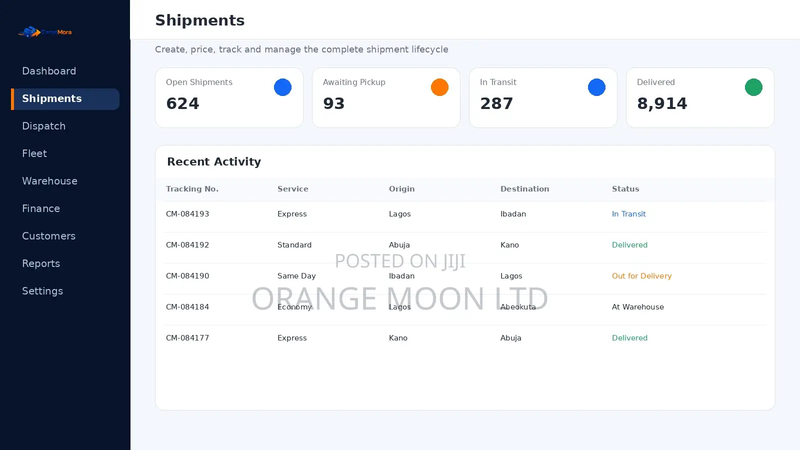 CargoMora - Logistics Courier Management System