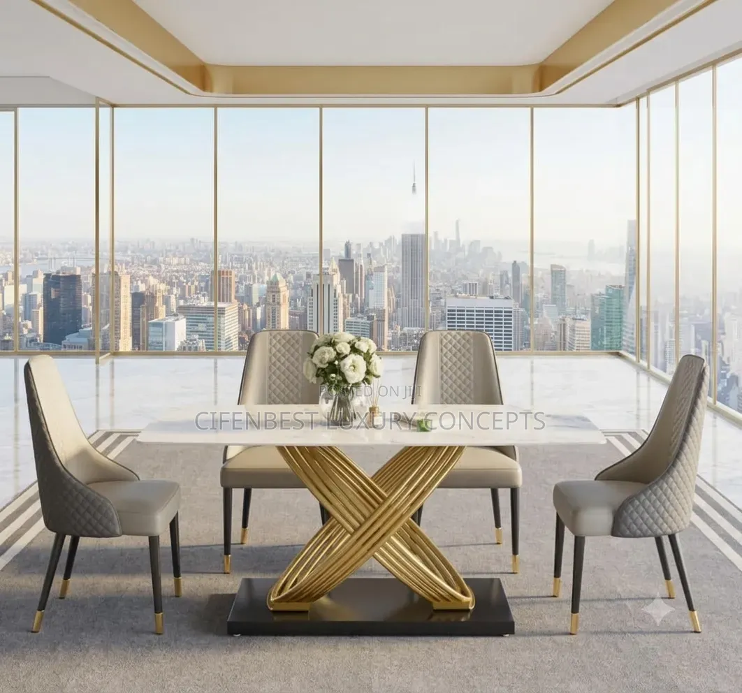 Diagonalbase Dinning Table With 6 Chairs