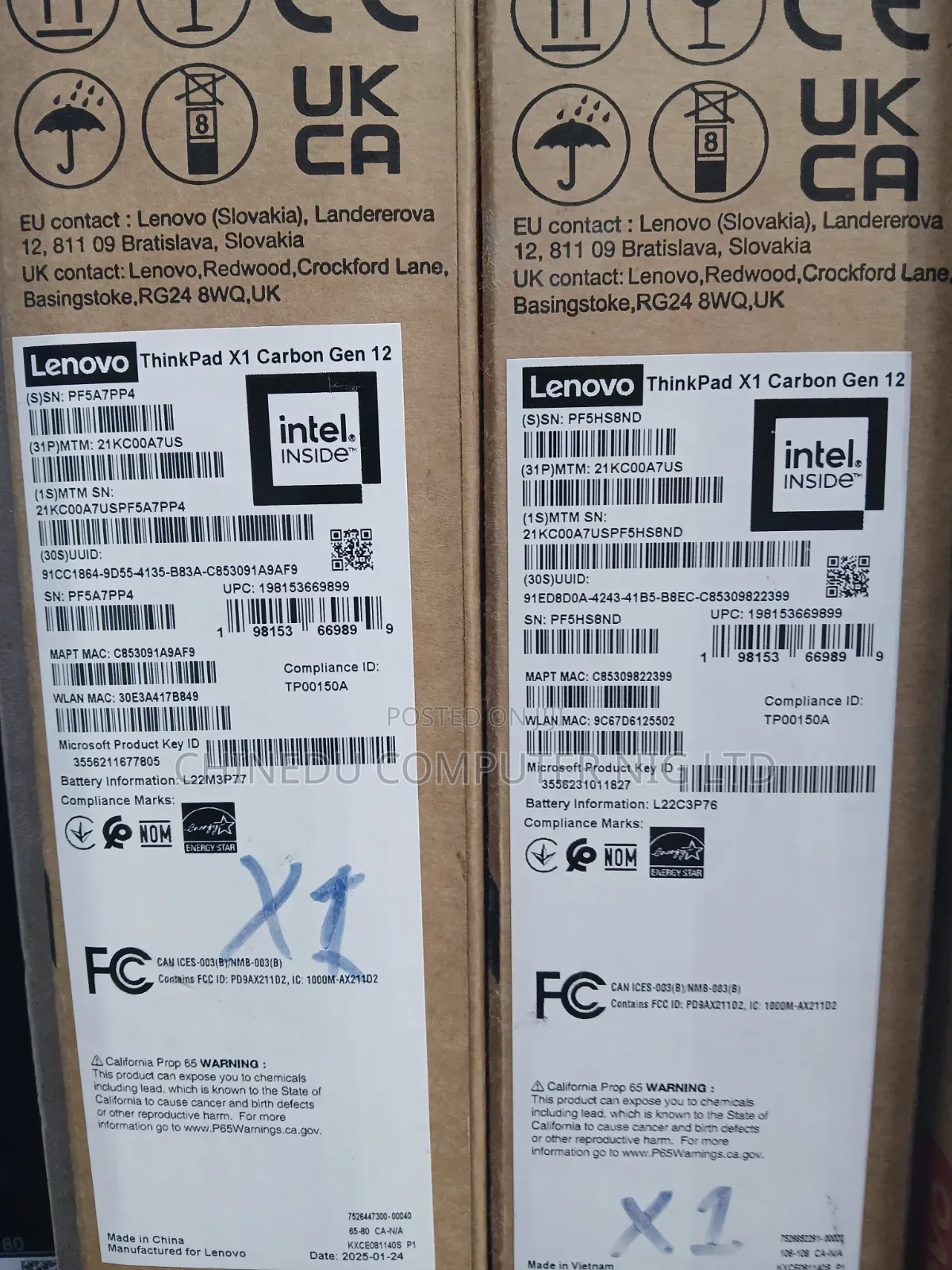 New Laptop Lenovo ThinkPad X1 Carbon 32GB Intel Core Ultra 7 SSD 512GB