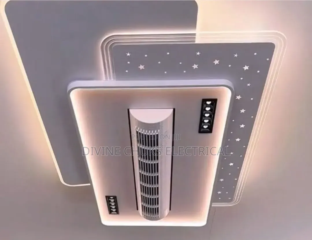 Led Luxury Flush Fan With Bluetooth Chandelier