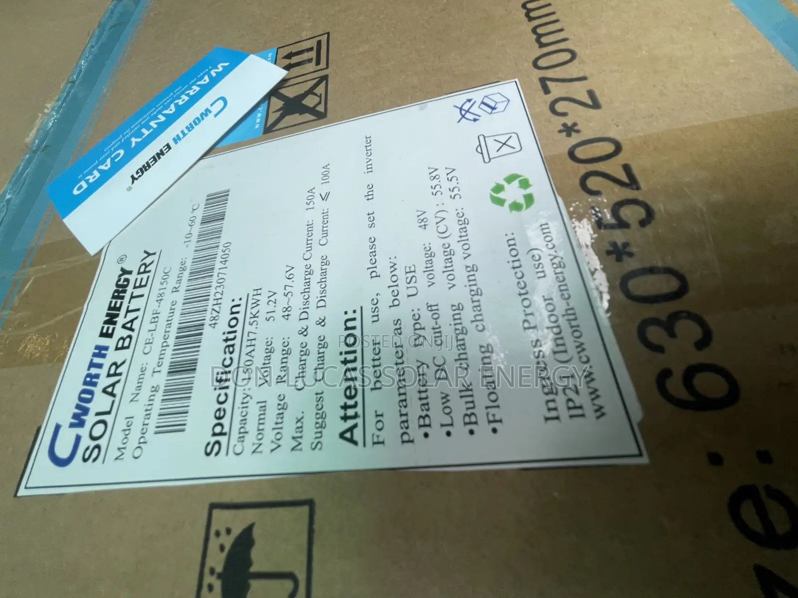 7.5kwh 48v C Worth Lithium Ion Battery