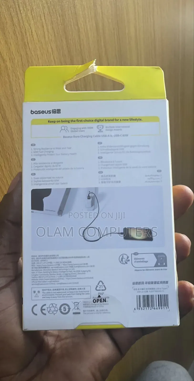 Baseus Dura Charging Cable USB-A to USB-C 60w