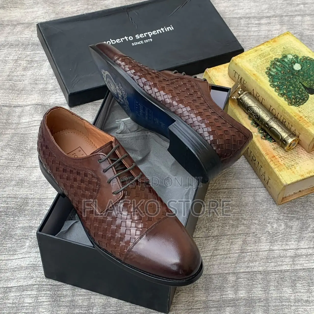 Original Roberto Serpentini Woven Leather Brogue Shoes