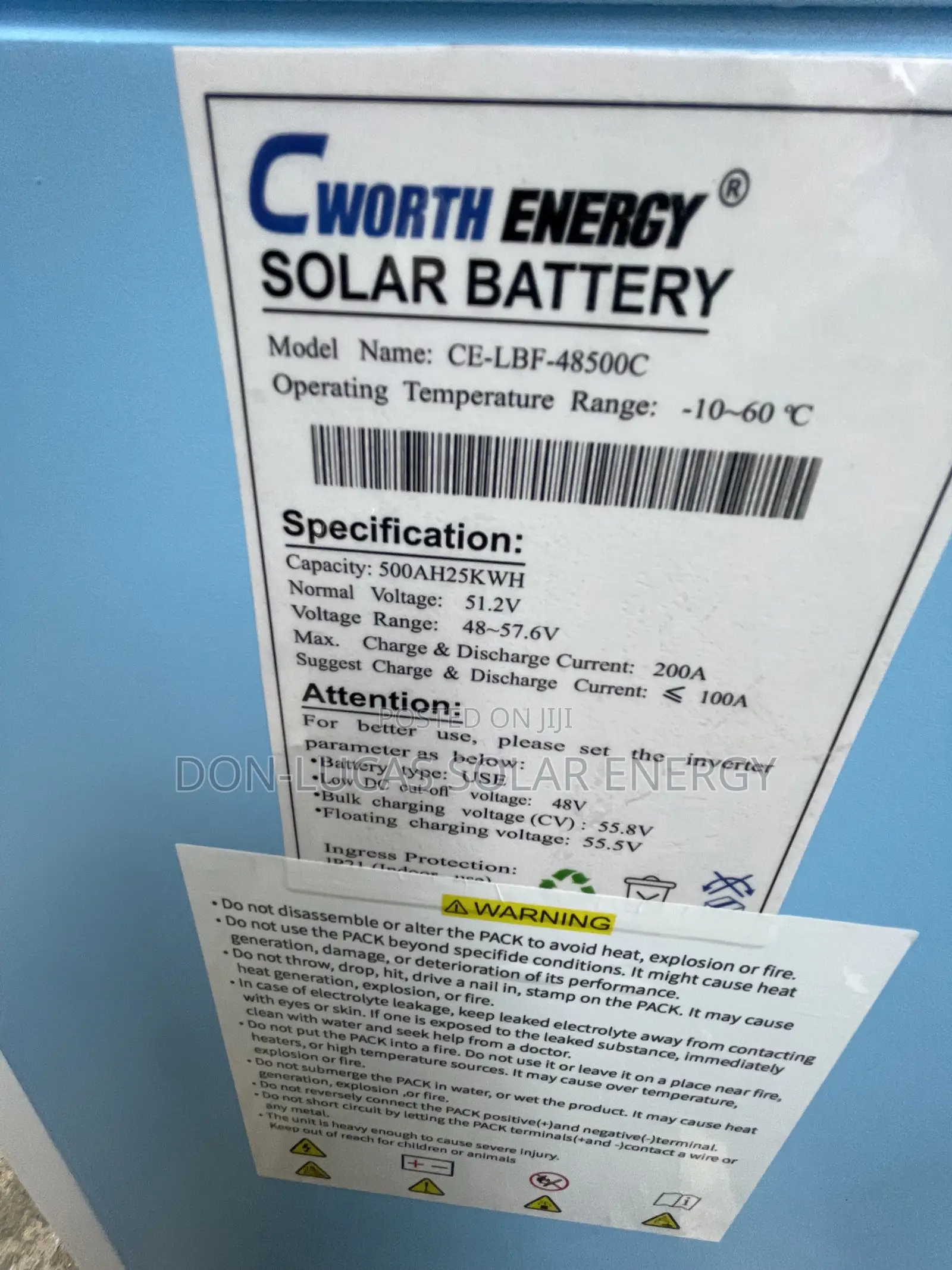 25kwh C Worth Lithium Ion Battery 500ah