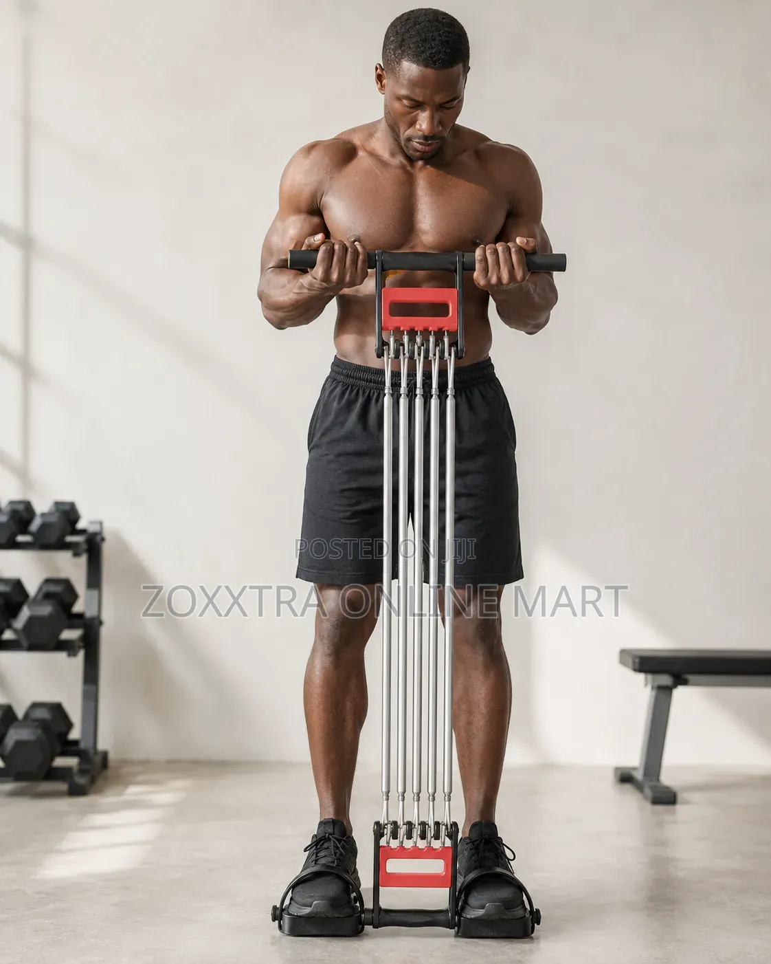 5-Spring Chest Expander Resistance Fitness Trainer/ Tummy Trimmer