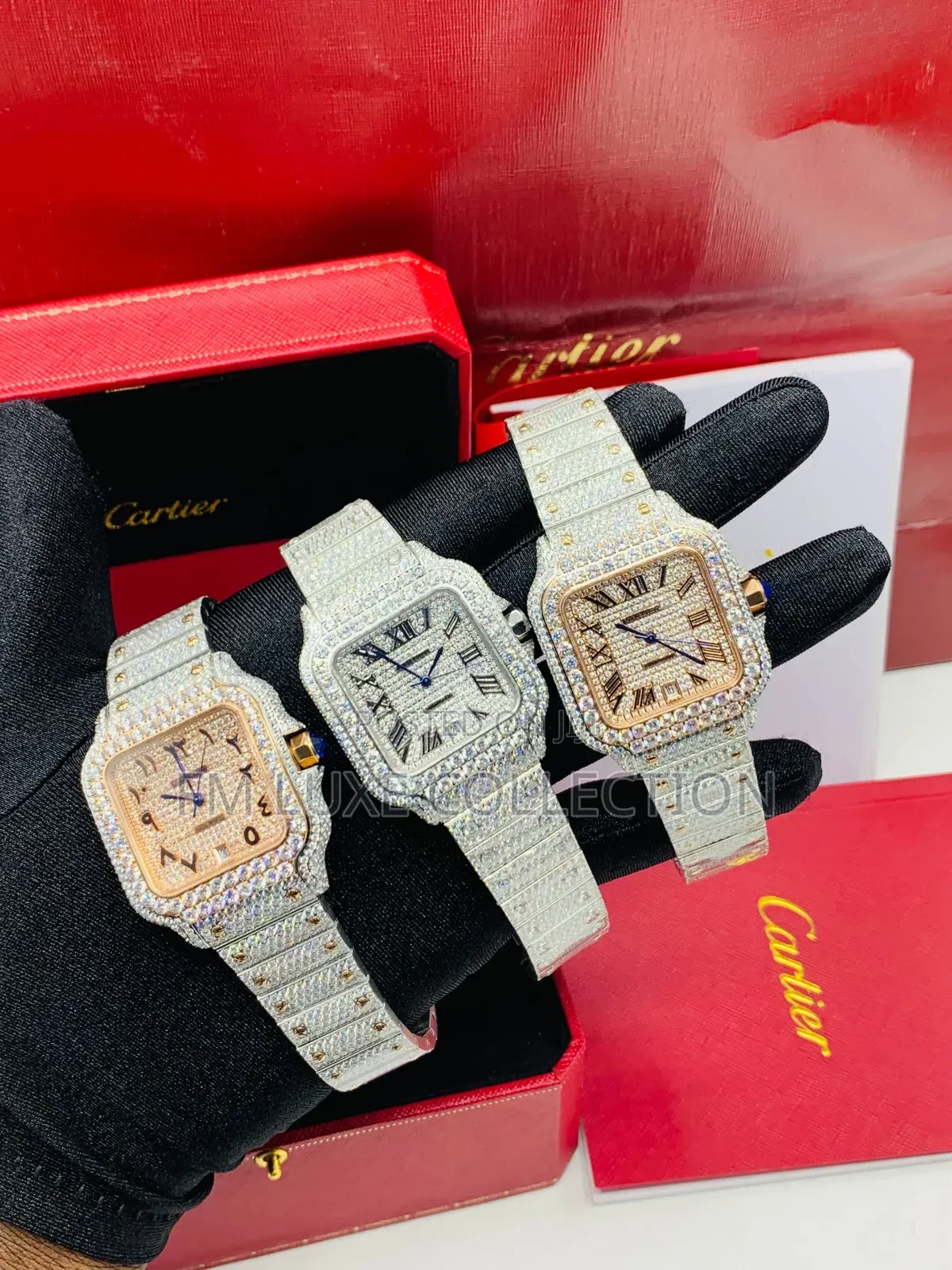 Iced Out Cartier Santos Wristwatch for Men - Luxury Timepiece