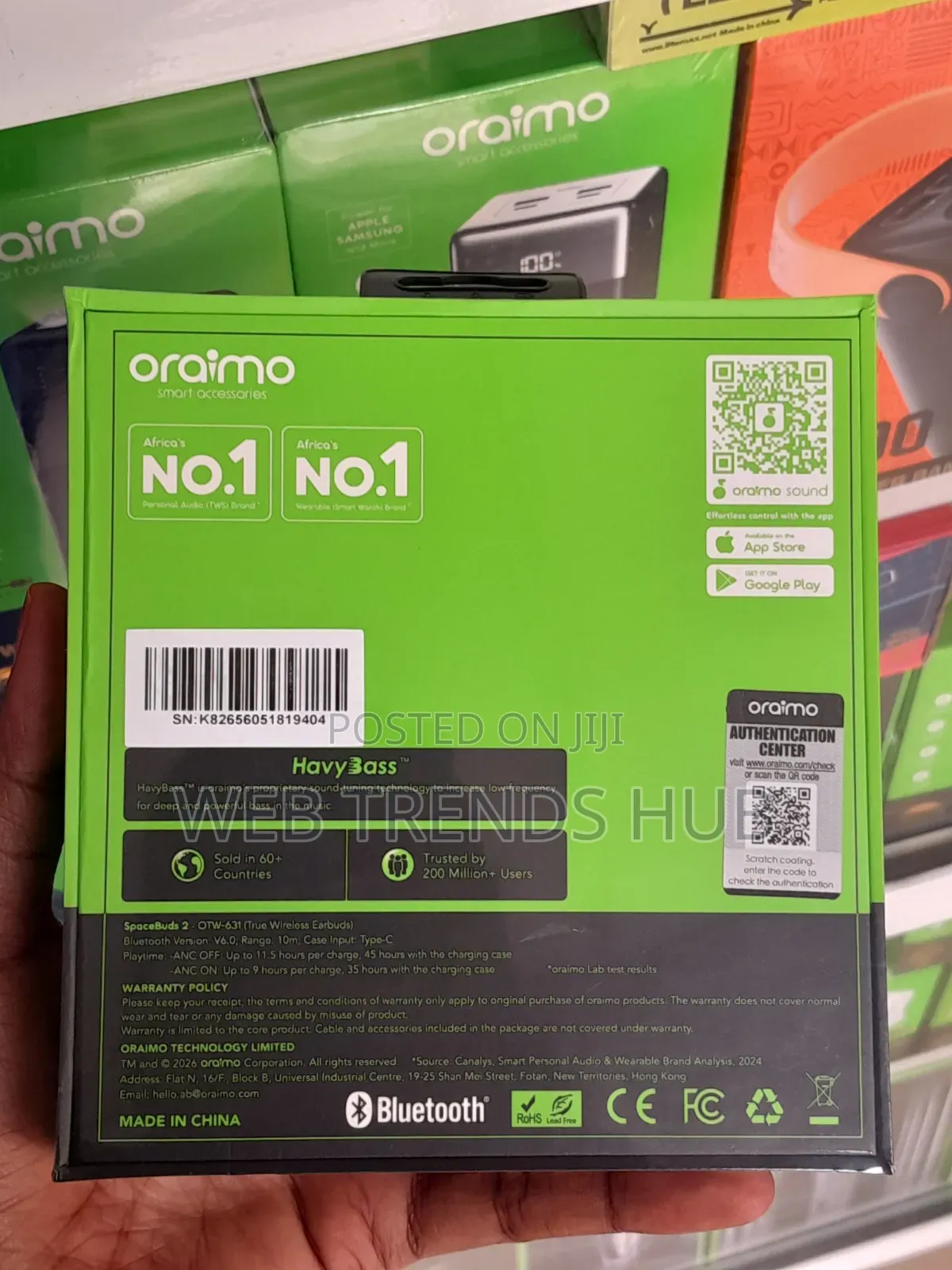 Oraimo SpaceBuds 2 (OTW-631) – 52dB Hybrid Noise Cancellation (ANC)