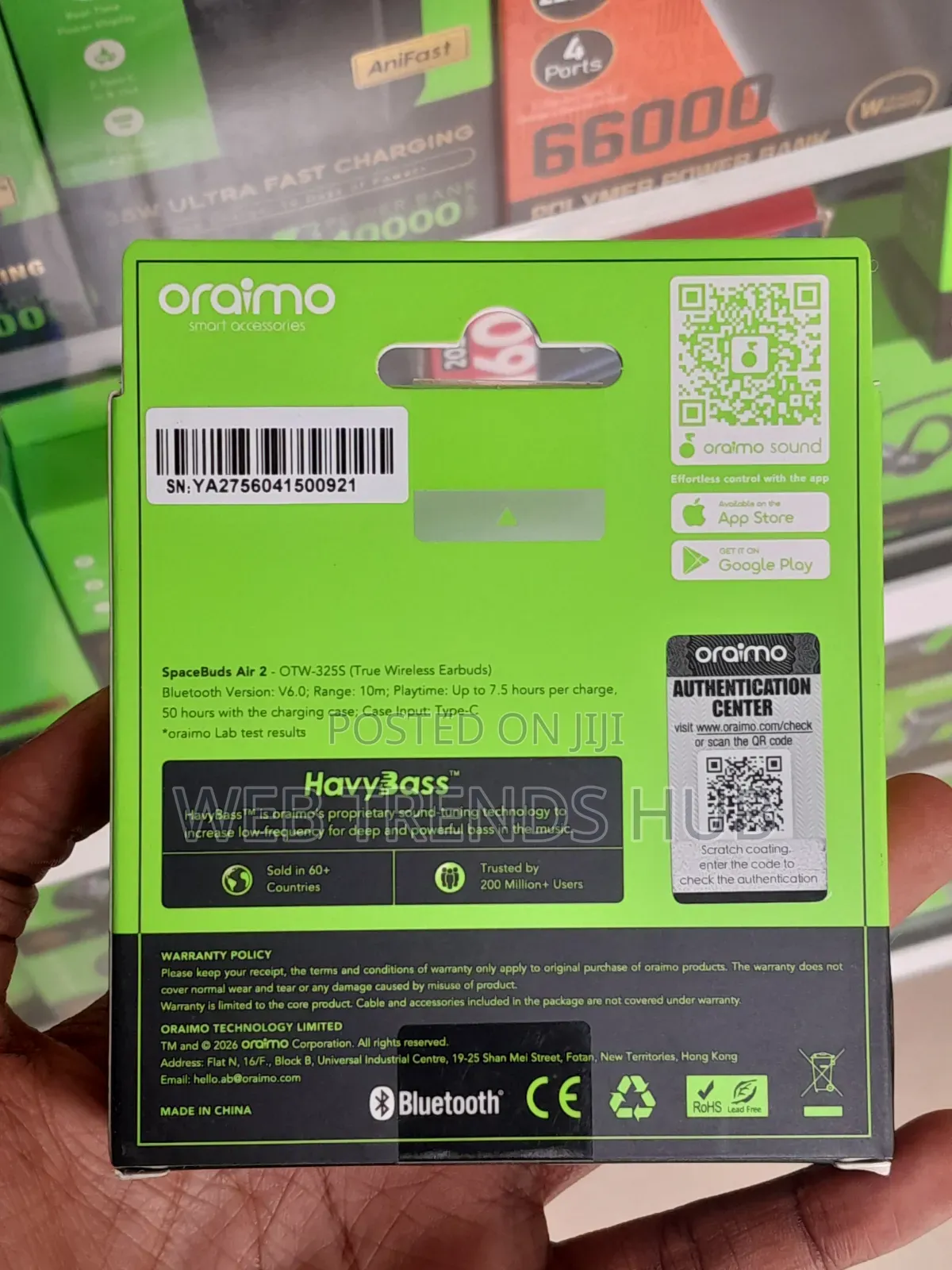 Oraimo SpaceBuds Air 2 (OTW-325S) - HavyBassTM AI Translation