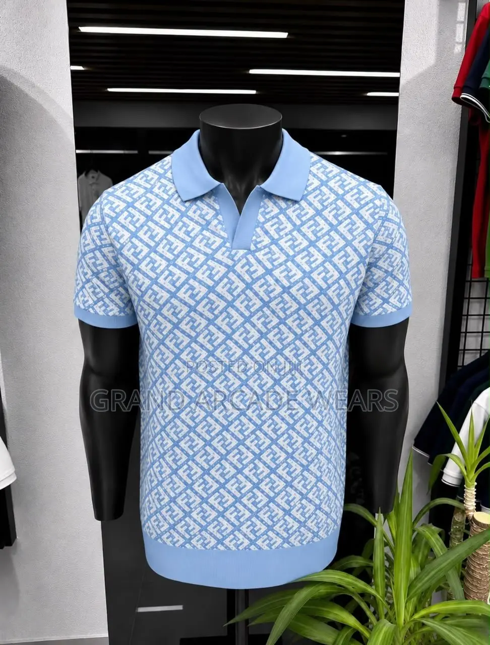 Men’s Patterned Knitted Polo Shirt – In Different Colors.