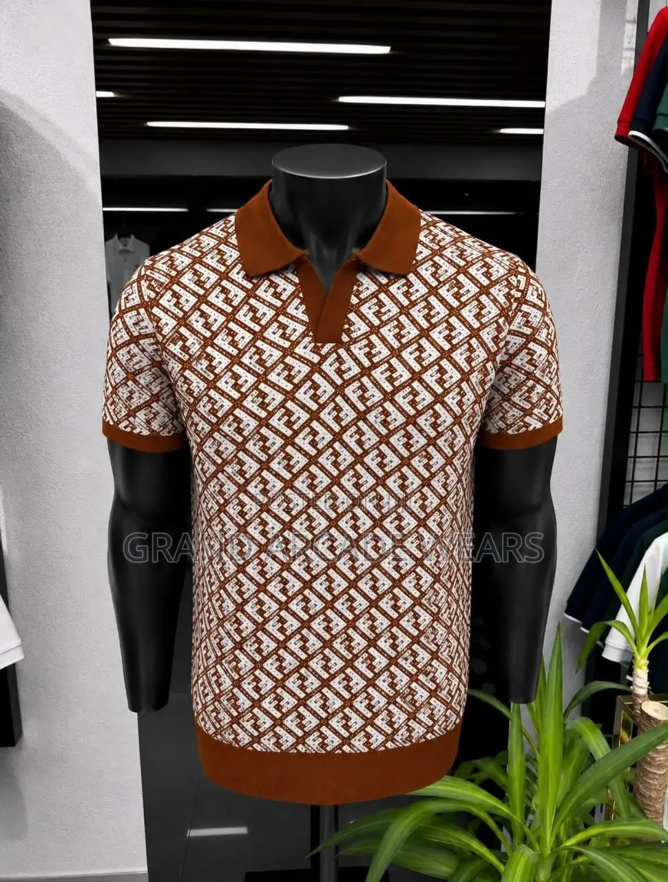 Men’s Patterned Knitted Polo Shirt – In Different Colors.