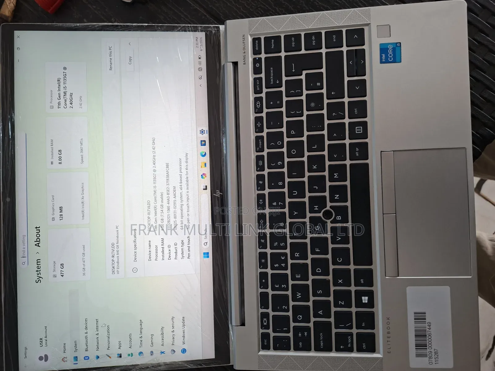 Laptop HP EliteBook 840 G8 16GB Intel Core i5 SSD 512GB