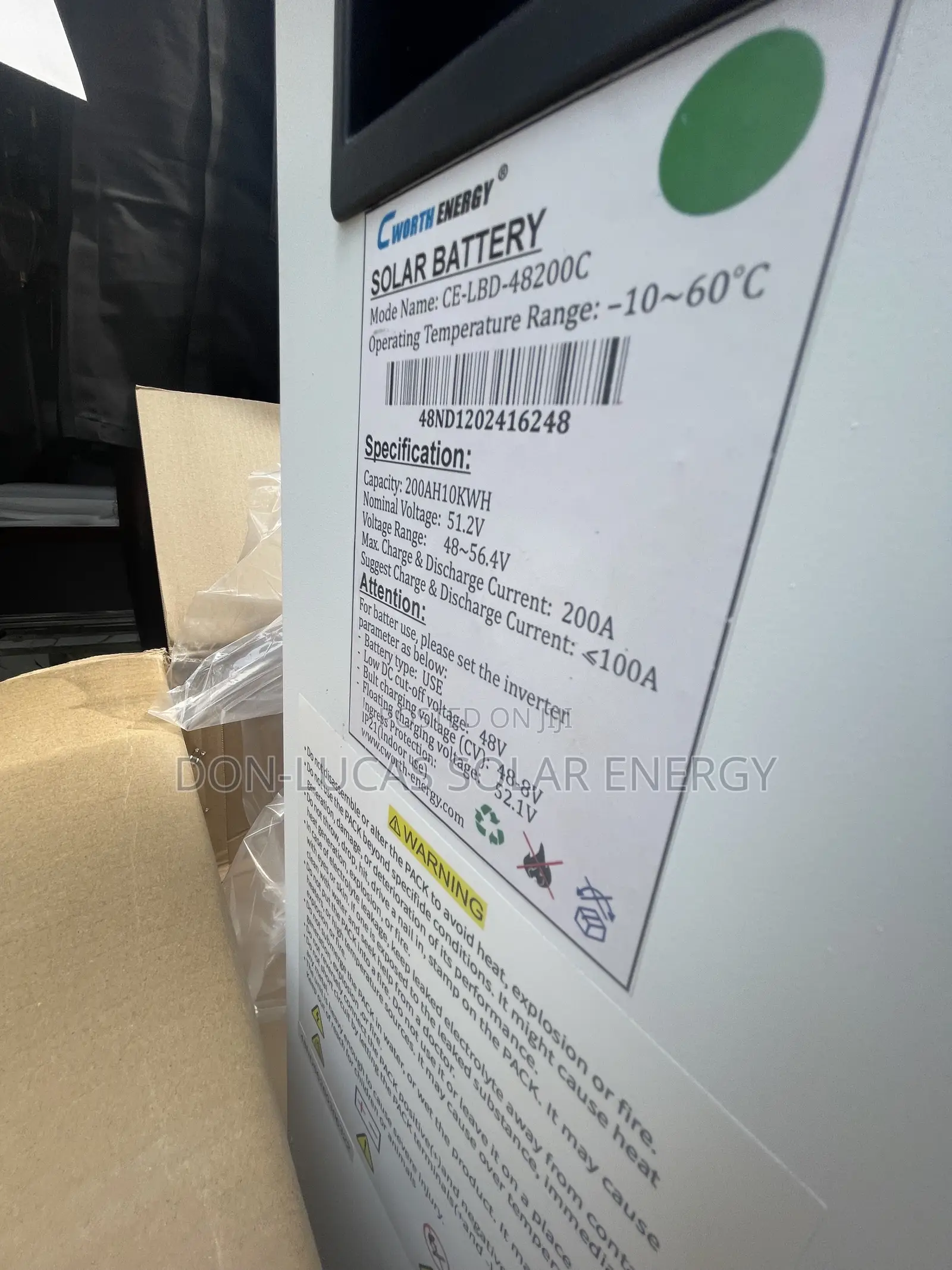 7.5kwh 51.2v C Worth Lithium Ion Battery