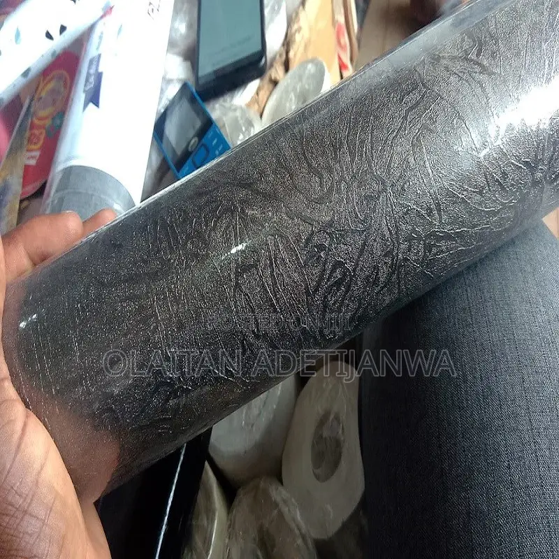 Solid Black Non Woven Cleanable Wallpaper