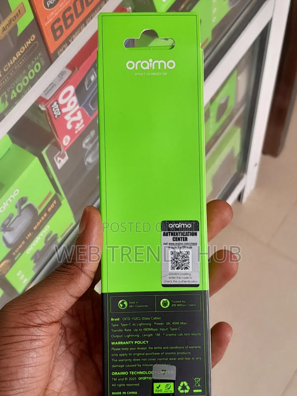 Oraimo Braid Type-C to Lightning Cable 1METER (OCD-152CL)