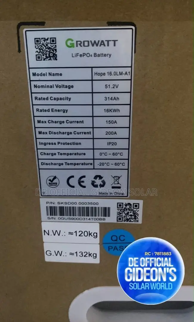 16kwh Growatt 48v Lithium Ion Battery