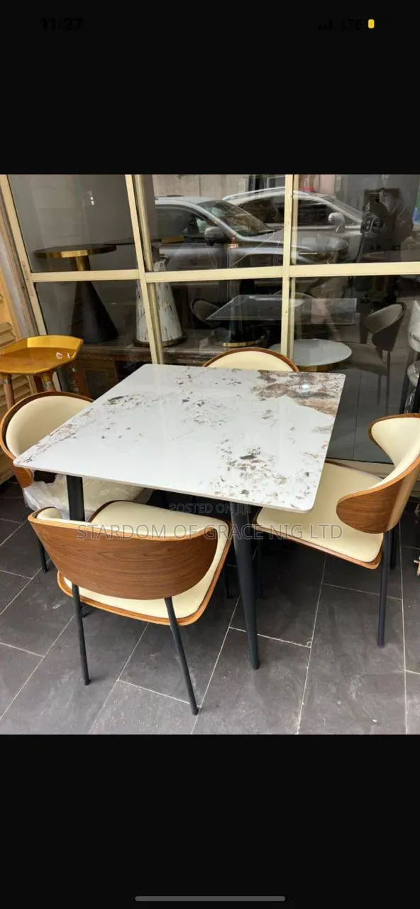 Quality Leather and Marble Table Dinning