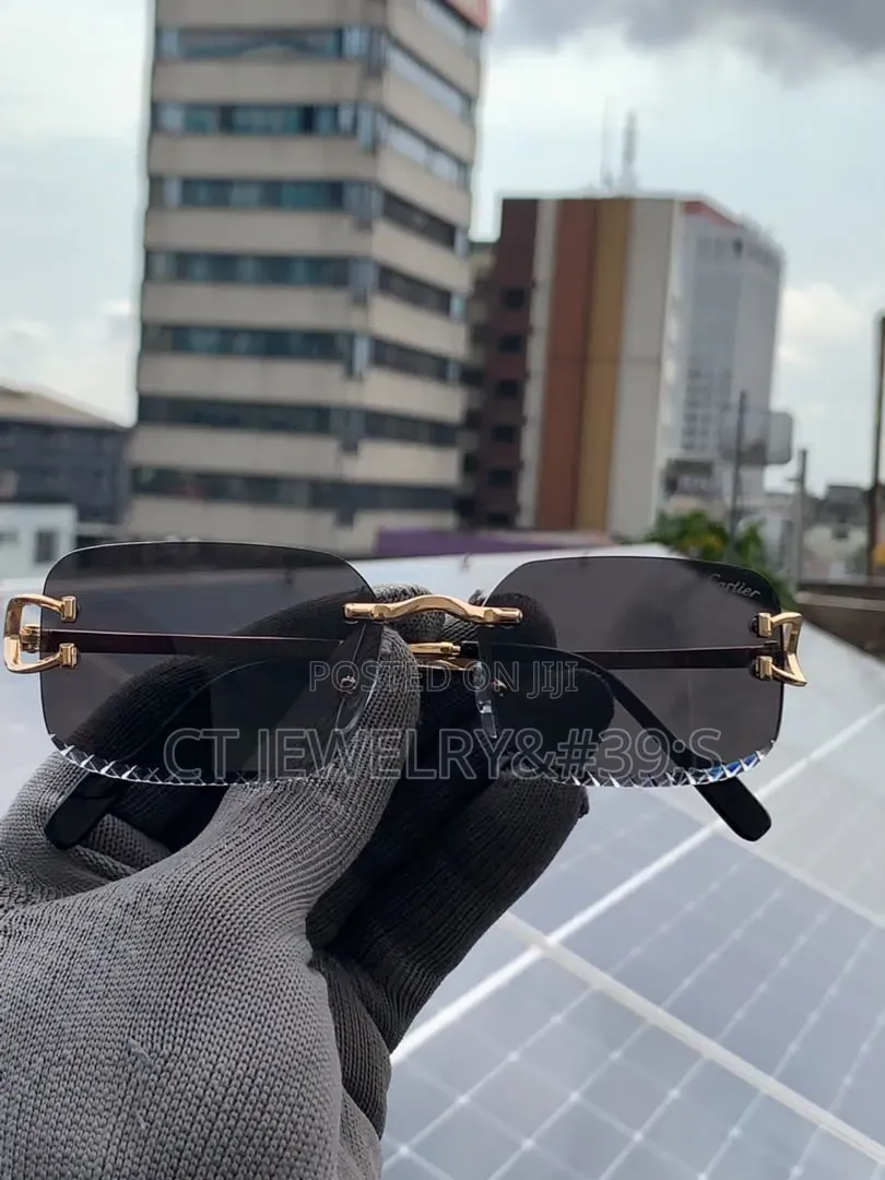 Original Cartier Rimless Sunglasses Dark Gradient Lenses
