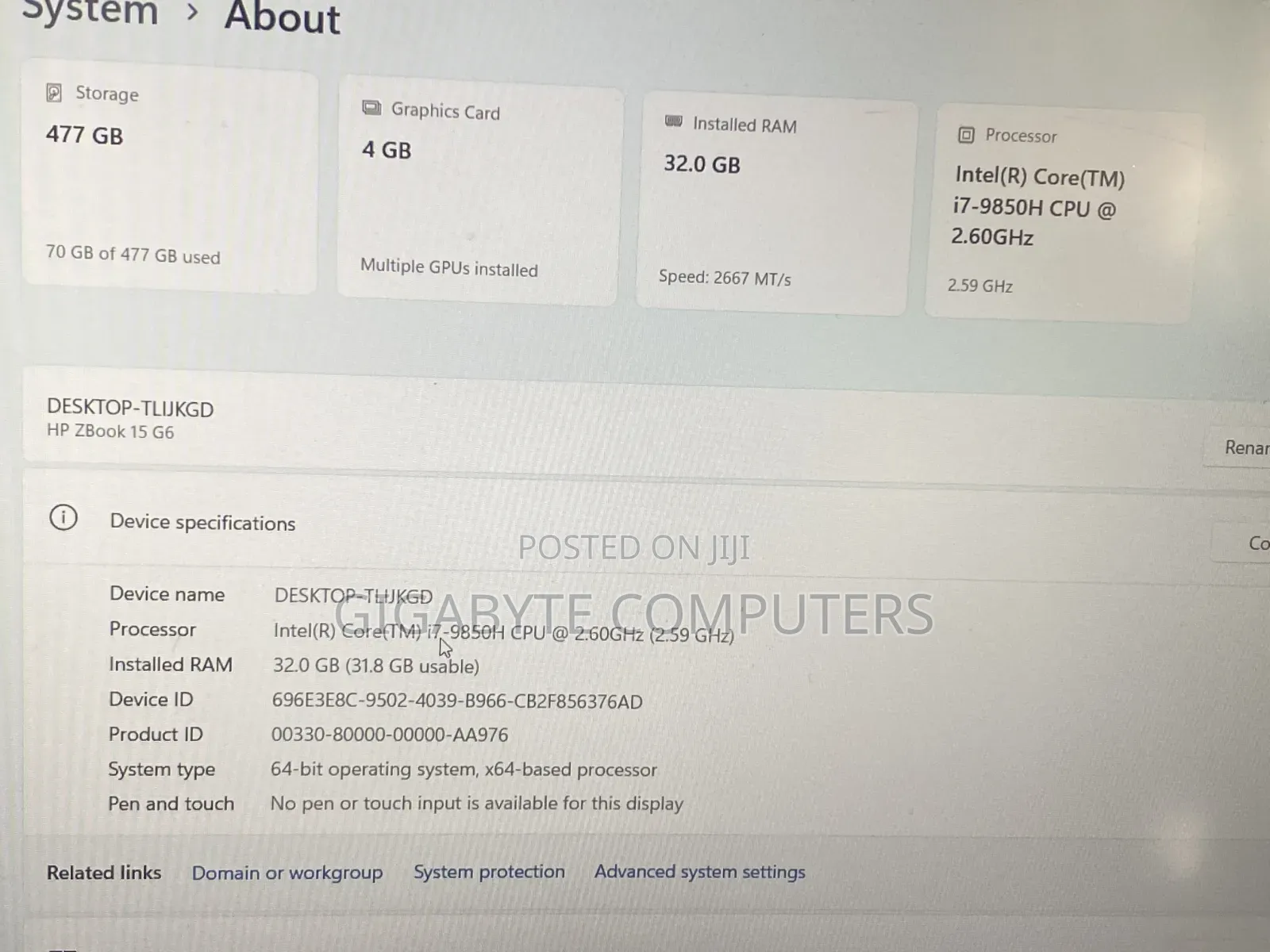 Laptop HP ZBook 15 G6 32GB Intel Core i7 SSD 512GB