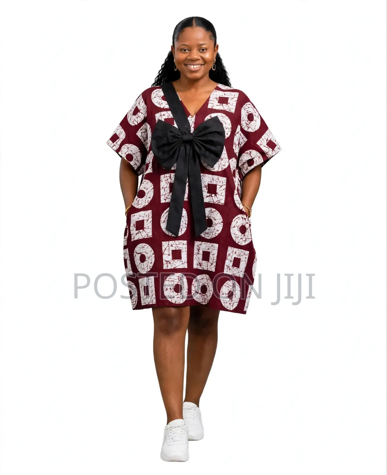 Ankara Bow Bubu Short Gown - Free Size - Friday Sales