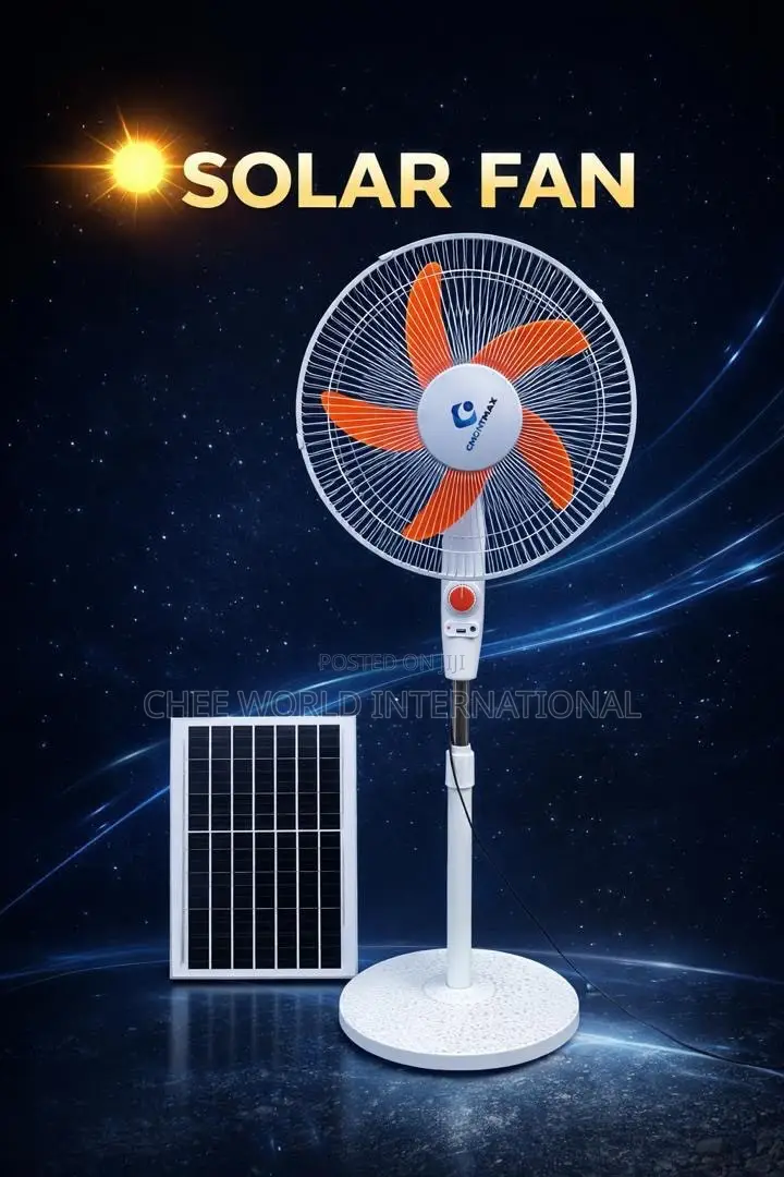 Cmontmax 16 Inch Solar Standing Fan + Solar Panel - Rechargeable