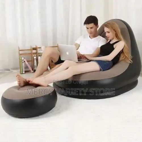 Inflatable Chair With Footrest and Pump