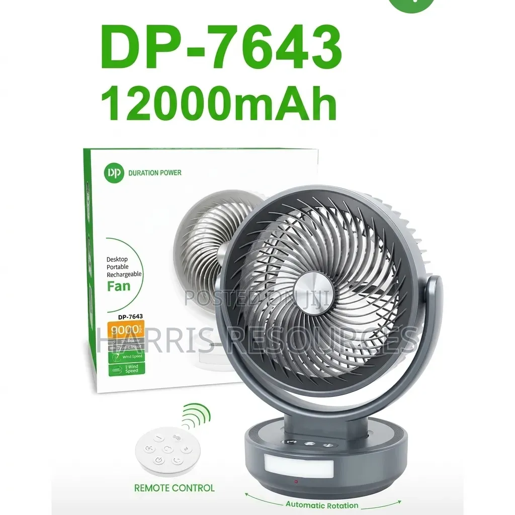 Dp 12000mah Destop Portable Rechargeable Fan Dp-7643