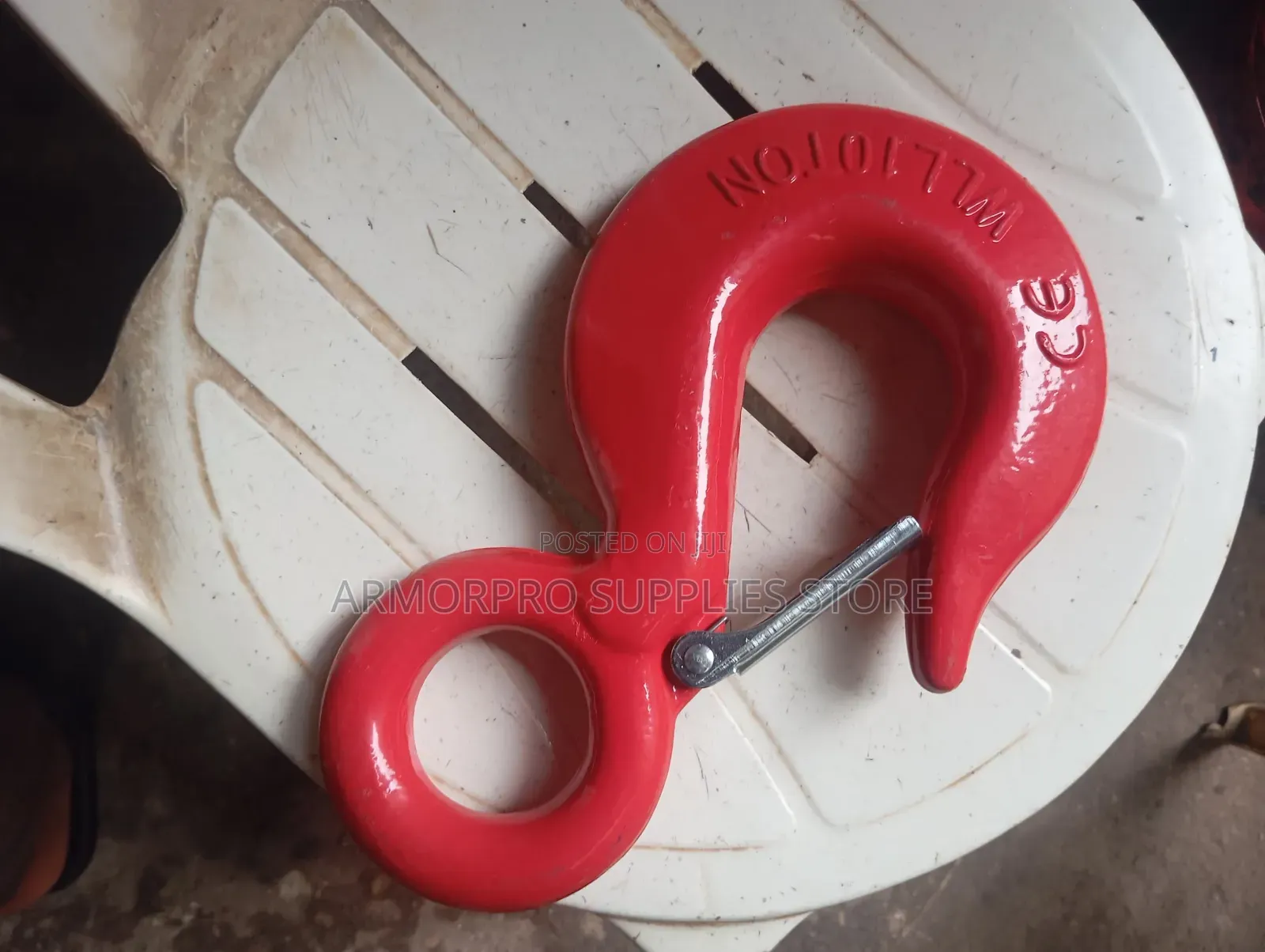 Heavy-Duty Industrial Eye Hoist Lifting Hook With a Safety Latch,