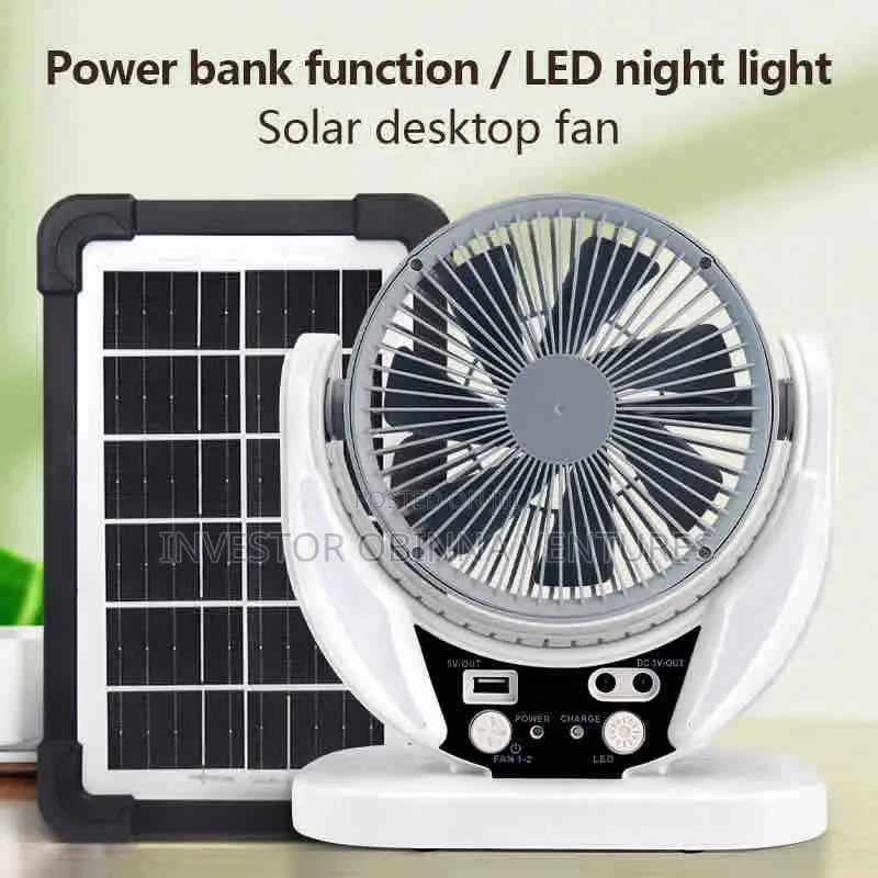 Rechargeable Solar Fan With Bulb and Led Light