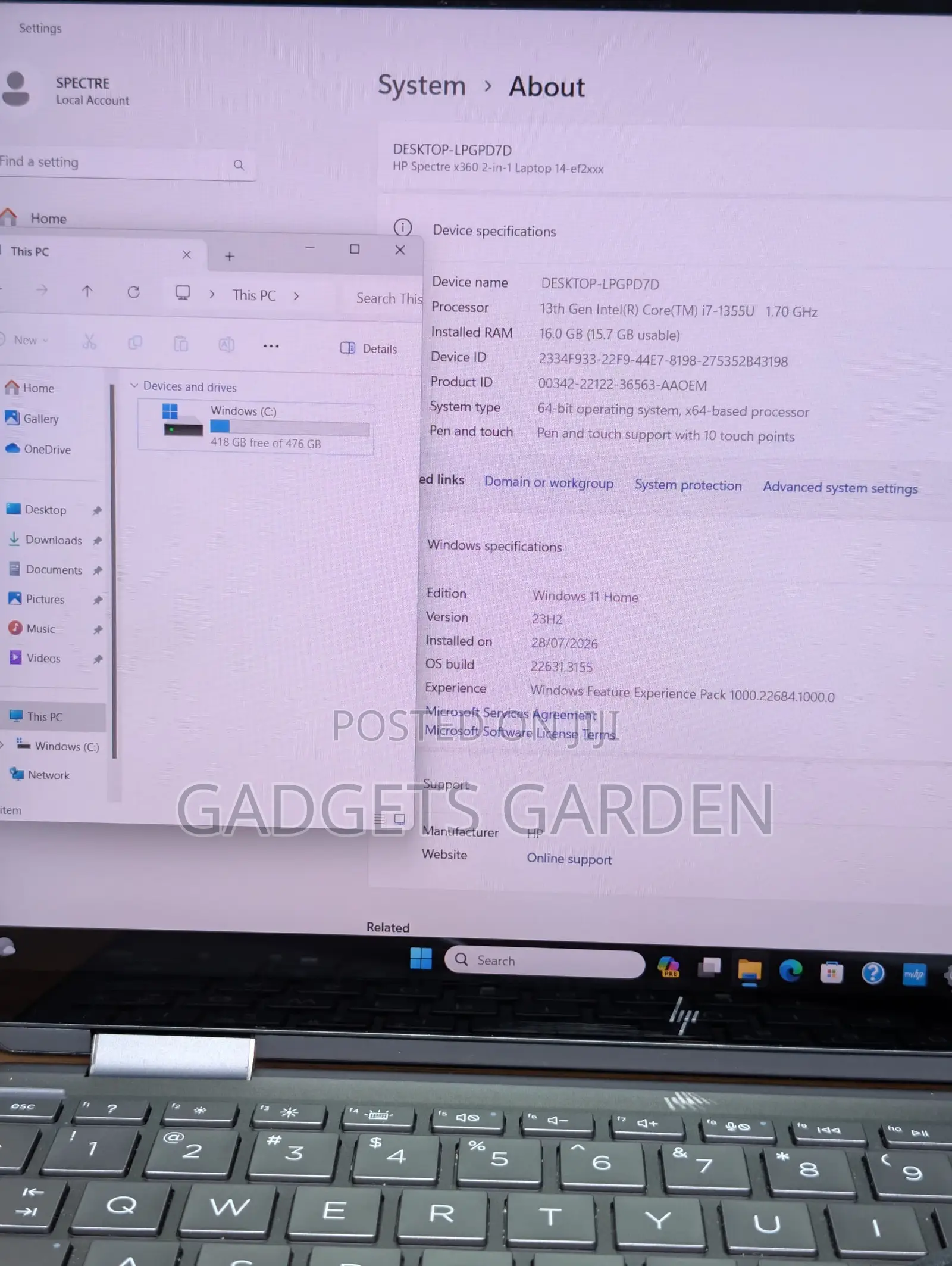 Laptop HP Spectre 14 16GB Intel Core i7 SSD 512GB