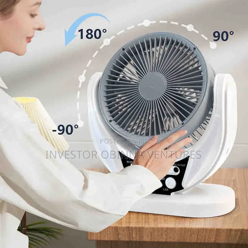 3 in 1 Rechargeable Table Fan+Solar Panel+LED Bulbs