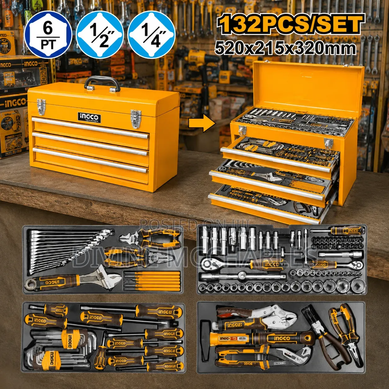 132pcs Ingco Tools Set