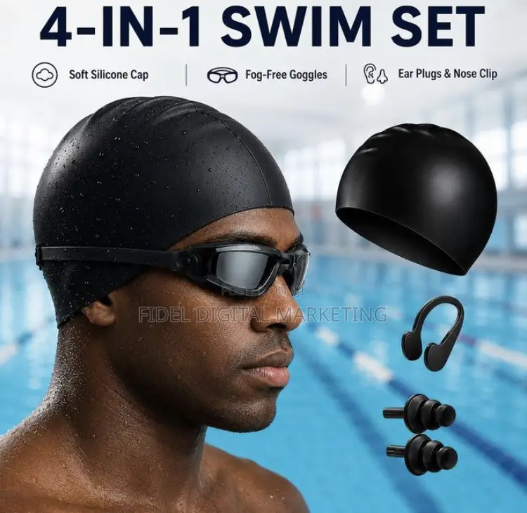 Addigoes Swimming Goggles Swim Cap Set for Men and Women