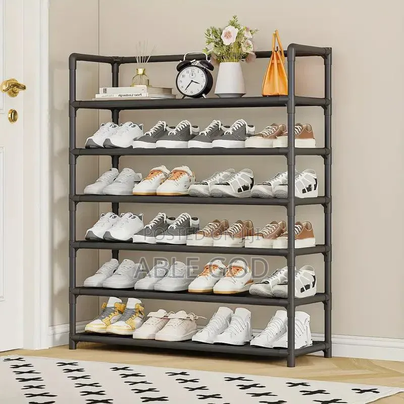 6 Layer Metal and Plastic Shoe Rack