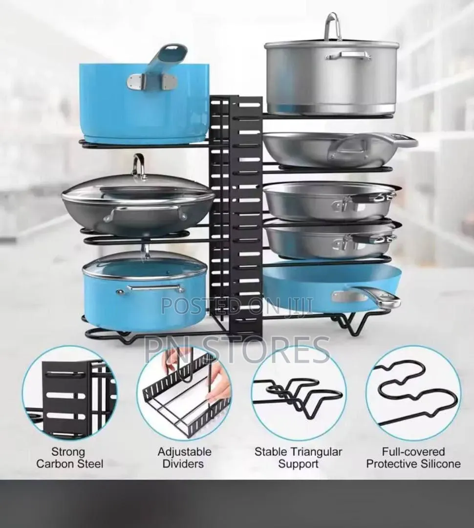 Adjustable Pot Pan Rack Shelf Organizer Stand